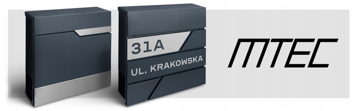 SKRZYNKA POCZTOWA NA LISTY POCZTĘ ANTRACYT + STAL LAMINAT NAPIS ADRES