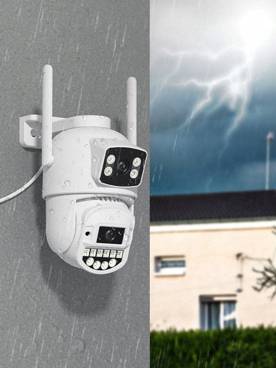 PODWÓJNA KAMERA 2W1 ZEWNĘTRZNA OBROTOWA IP WIFI 2x 5MPX QUAD HD MONITORING