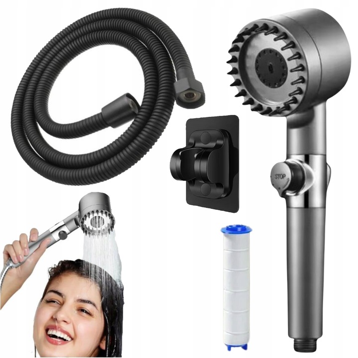 SŁUCHAWKA PRYSZNICOWA WYSOKOCIŚNIENIOWA OSZCZĘDNA Z FILTREM MASAŻEREM