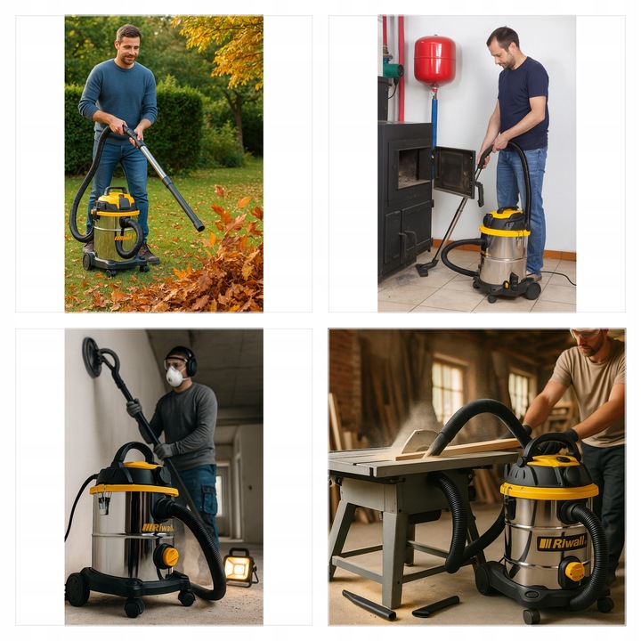 Riwall Zyga 2 bezworkowy odkurzacz przemysłowy sucho-mokro z