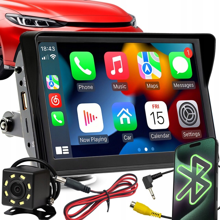 RADIO SAMOCHODOWE 7 CALI ANDROID APPLE CARPLAY KAMERA COFANIA