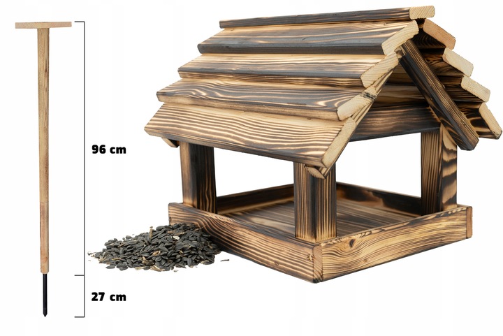 Stojący Karmnik Ogrodowy Dla Ptaków Opalany Solidny Duży + Słonecznik