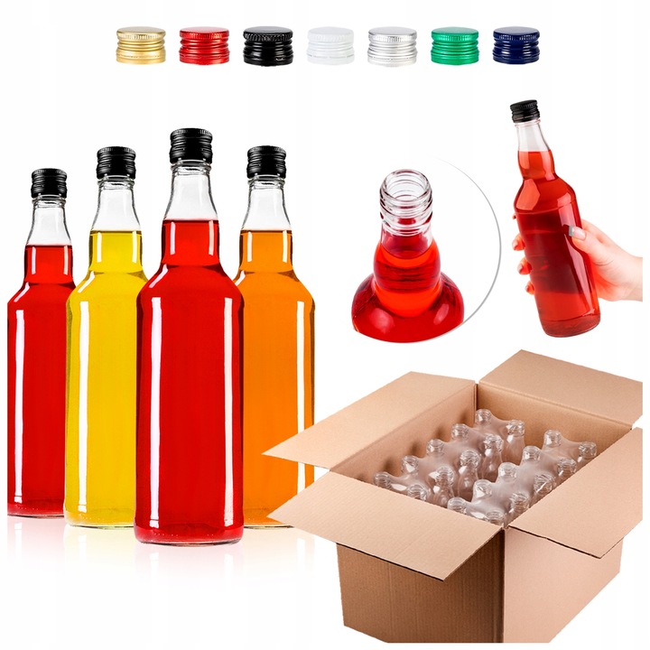 50 szt BUTELKI SZKLANE MONOPOLOWE 500 ml z ZAKRĘTKĄ na BIMBER WÓDKĘ ALKOHOL