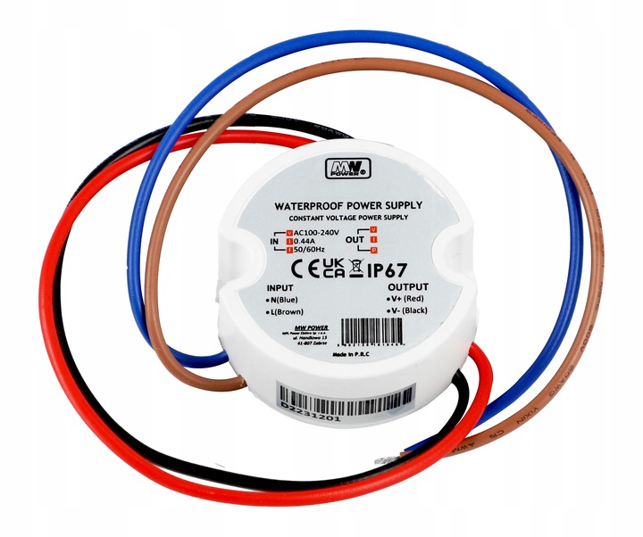 MW Power 30W 24V/1.25A round LED power supply, IP67 AF3024Y