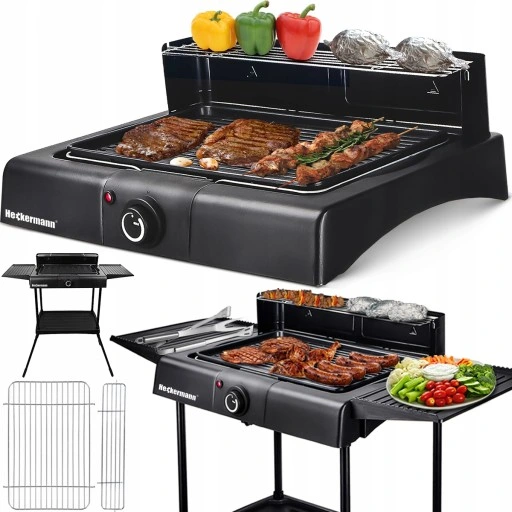 DUŻY GRILL ELEKTRYCZNY OGRODOWY STOJĄCY 2000W 2w1