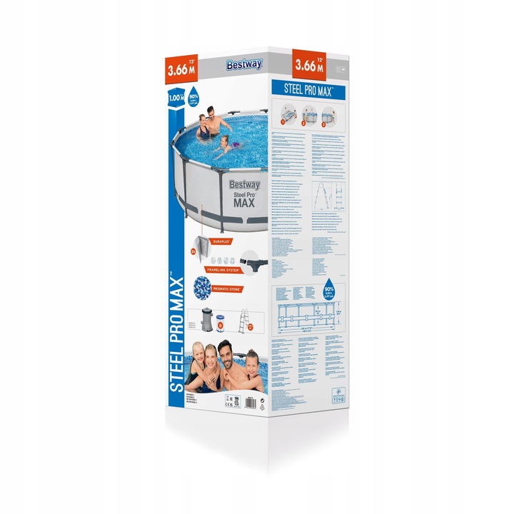 Basen stelażowy ZESTAW ogrodowy z pompą 366 x 100 Drabinka Filtr Bestway