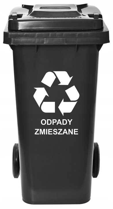 KOSZ ŚMIETNIK KUBEŁ POJEMNIK NA ŚMIECI 120L ODPADY DO SEGREGACJI CZARNY