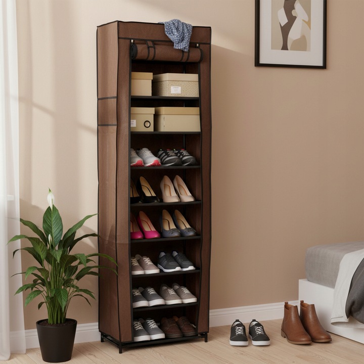 SZAFKA TEKSTYLNA Z PÓŁKAMI NA BUTY SKŁADANA STOJAK REGAŁ ORGANIZER