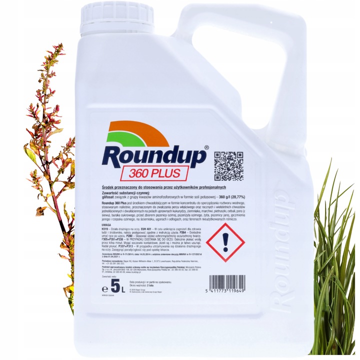 ROUNDUP 360 PLUS 5L RANDAP ŚRODEK NA CHWASTY PREPARAT NA CHWASTY