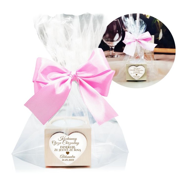 Podziękowanie dla Rodziców Chrzestnych na Komunię Chrzest świecznik