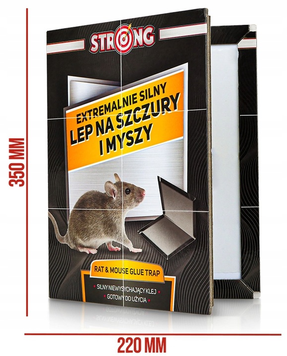 5X DUŻY LEP NA SZCZURY I MYSZY PUŁAPKA LEPOWA Z WABIKIEM 35X22 CM