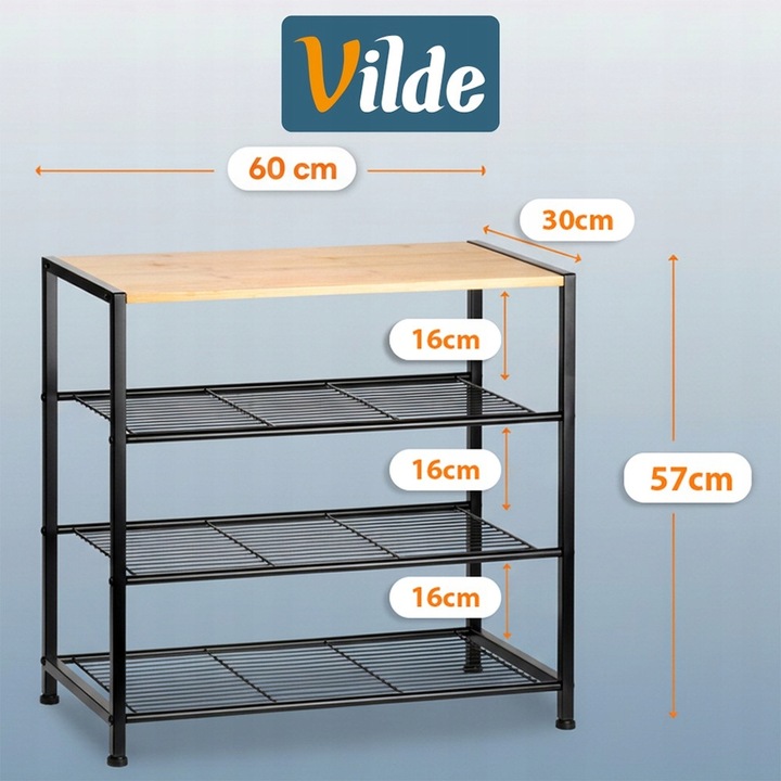 Regał PÓŁKA BUTY obuwie szafka organizer duży stojak 4-poziomowy