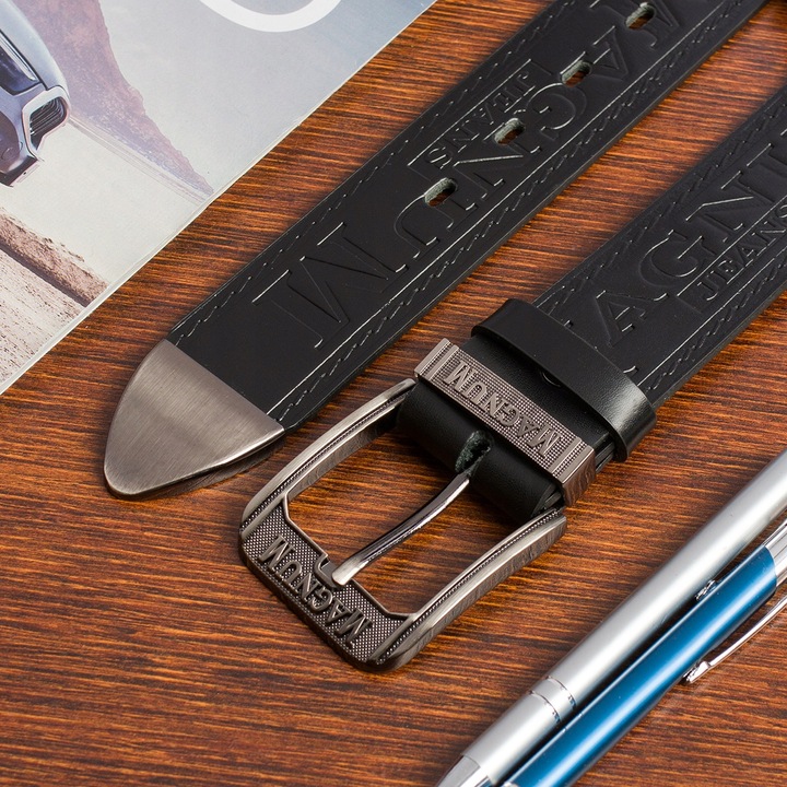 Pasek męski skórzany premium szeroki 4cm klasyczny czarny Beltimore