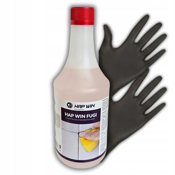 Płyn Środek do Czyszczenia Fug Zestaw Hap Win 1L + Szczotka + Rękawiczki