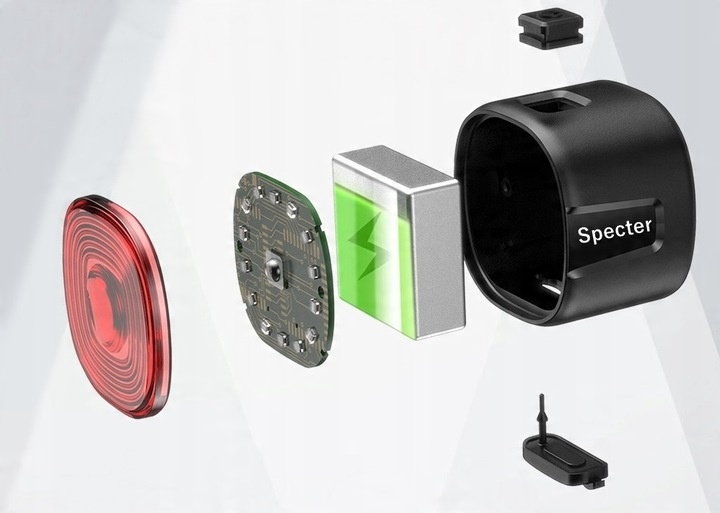 Czerwona Lampka rowerowa SPECTER WT09 tył tylna akumulator USB C 100 godzin
