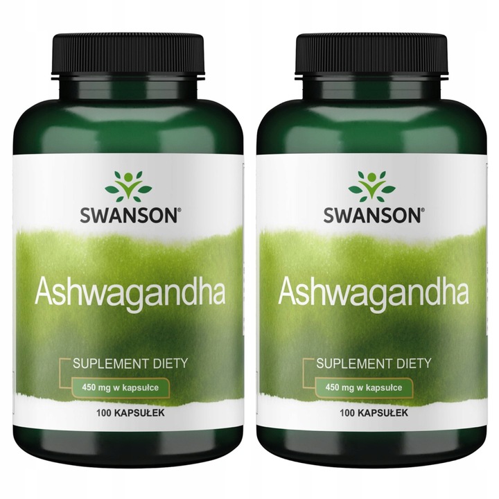 2x ASHWAGANDHA Żeń-szeń 450 mg 100 kapsułek STRES PAMIĘĆ DOBRY SEN