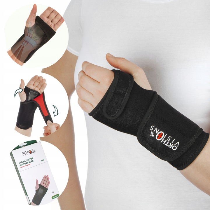 STABILIZATOR NA NADGARSTEK ORTEZA DŁONI OPASKA NADGARSTKA RĘKI Z SZYNĄ UNI