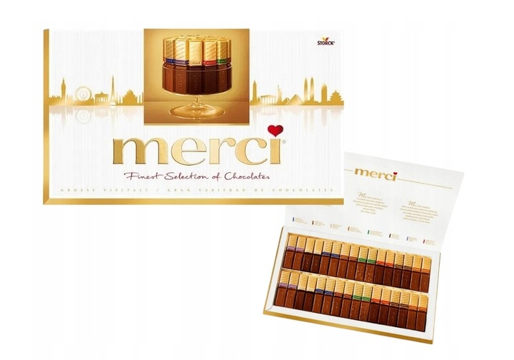 Podziękowanie dziękuje Bombonierka Merci 400g Storck prezent czekoladki