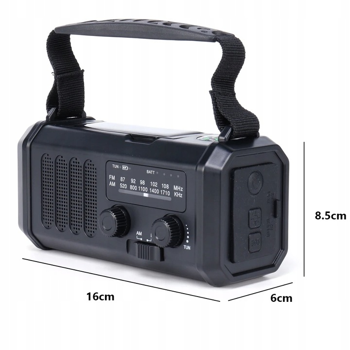 PRZENOŚNE RADIO SOLARNE KORBKA ALARM DYNAMO AWARYJNE LATARKA 10000mAh