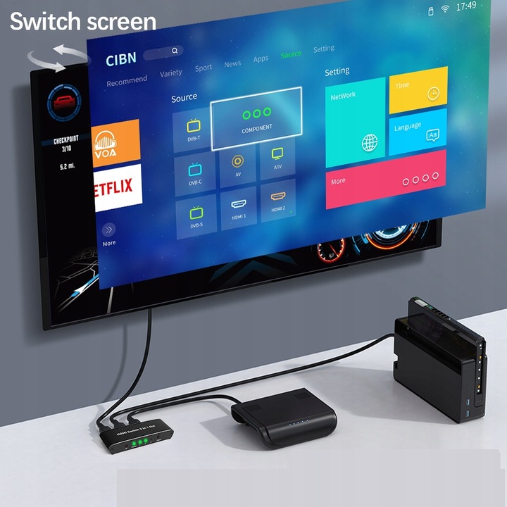 ROZDZIELACZ PRZEŁĄCZNIK SWITCH 3x HDMI 4K HDMI2.0 4K@60HZ