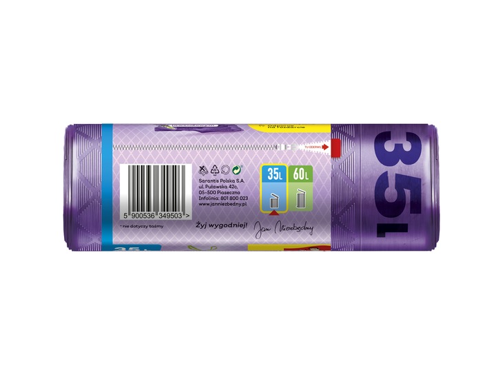 6X WORKI NA ŚMIECI Z TAŚMĄ 35L 6X12 SZT LAWENDOWE MAGNUM FLEX JAN