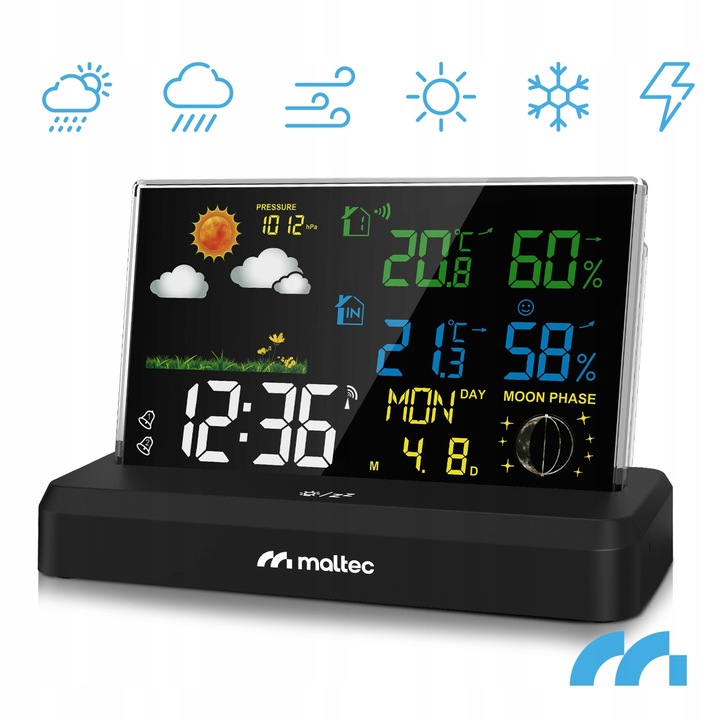 BEZPRZEWODOWA STACJA POGODY TERMOMETR HIGROMETR BAROMETR CZUJNIK