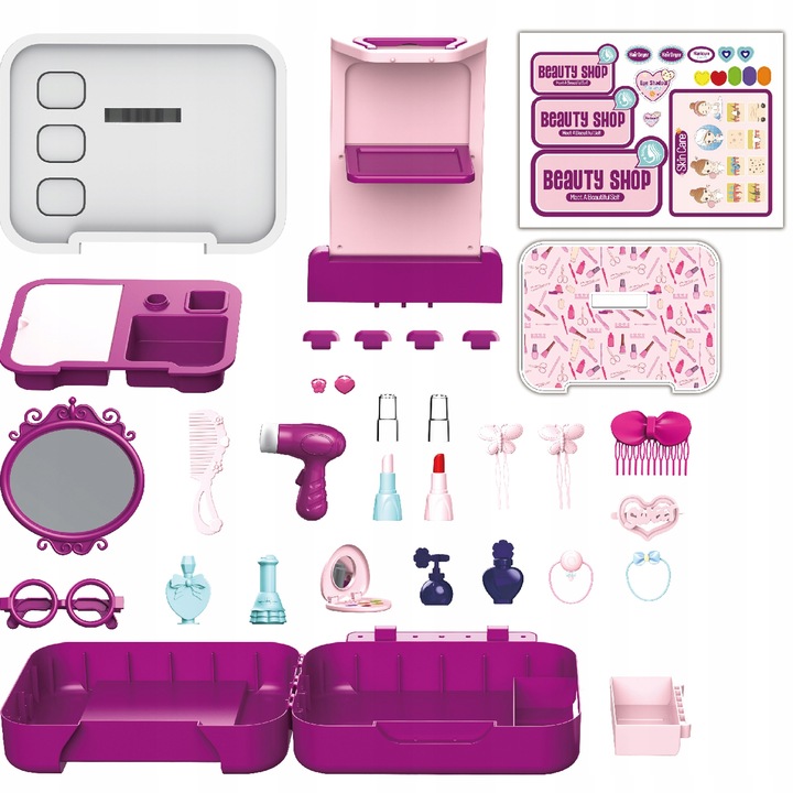 TOALETKA LUSTRO DUŻA SALON PIĘKNOŚCI MAKIJAŻ SUSZARKA WALIZKA 2w1 XL WOOPIE