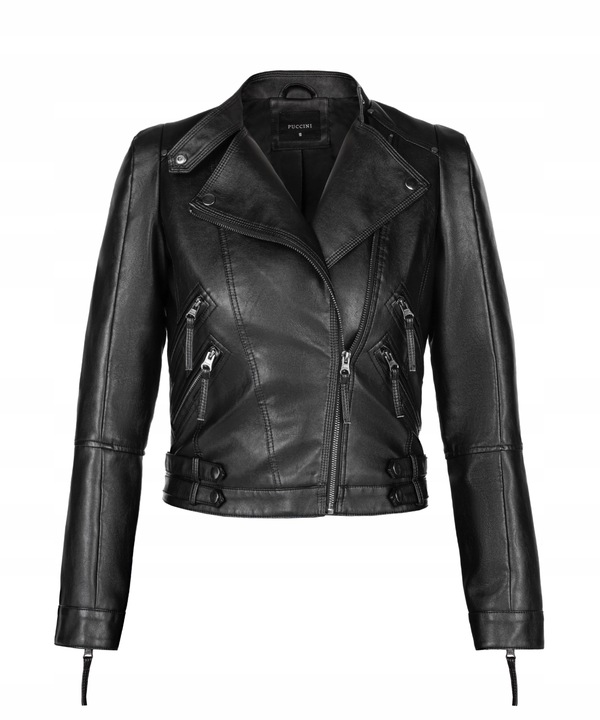 Kurtka Damska Ramoneska M Biker Ekoskóra PUCCINI Czarna KD12303 1 M