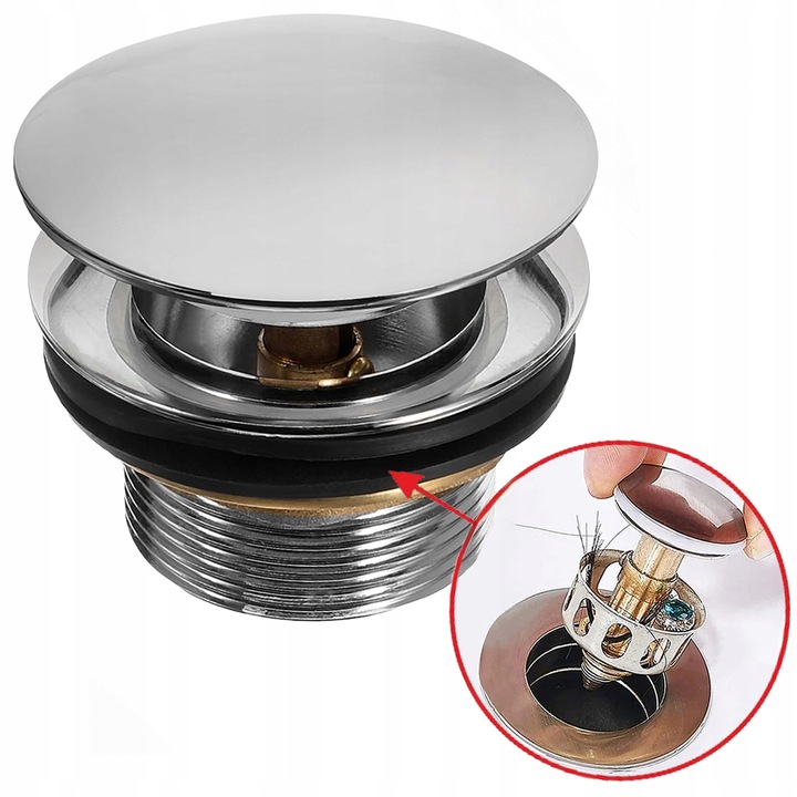 KOREK DO BRODZIKA Z SITKIEM WANNY SYFON STANDARD KLIK-KLAK