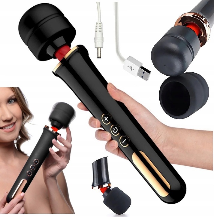 CZARNY MASAŻER ŁECHTACZKI DUŻY WIBRATOR DLA KOBIET - USB