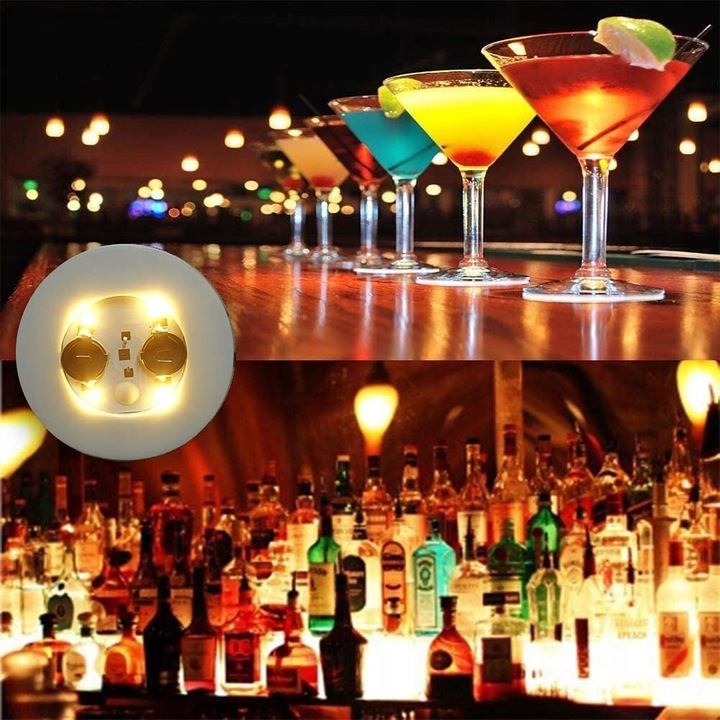 Podstawka Naklejka LED pod Butelkę Szklankę Kubek Zestaw 10 szt.