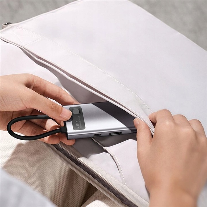 Hub BASEUS Metal Gleam BS-OH146 7w1 Typ-C 100W