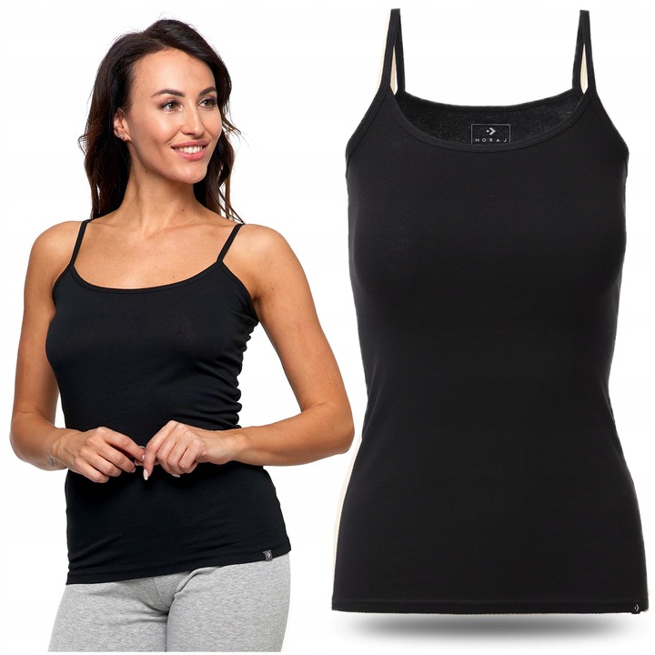 TOP DAMSKI Dopasowany Koszulka Gładka Bez Rękawów Podkoszulka MORAJ XL