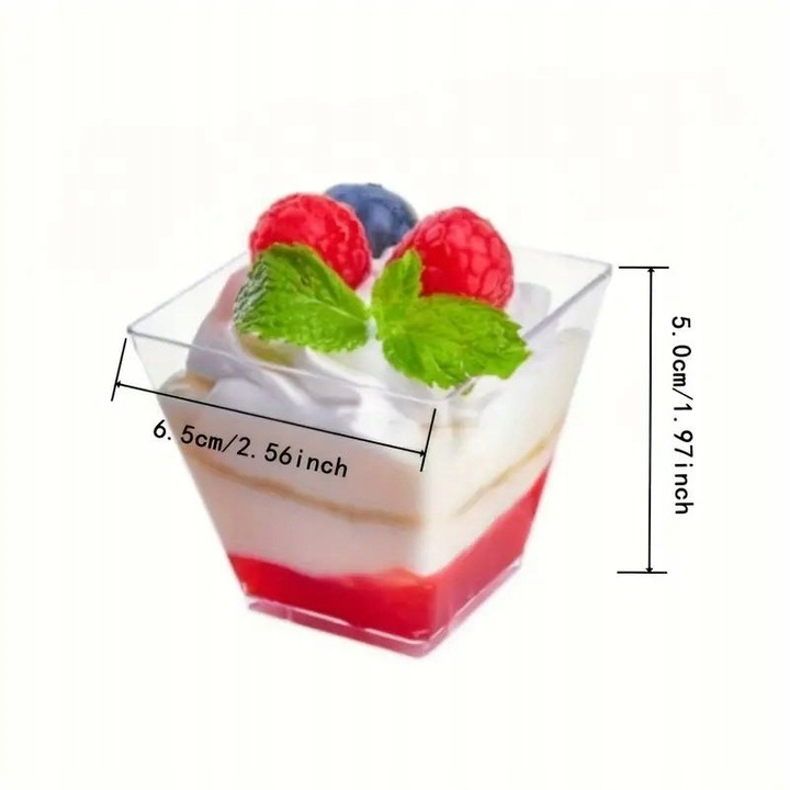 Pucharki do deserów i lodów jednorazowe plastikowe 120 ml – 25 sztuk