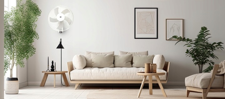 WENTYLATOR ŚCIENNY z PILOTEM Wiatrak na Ścianę BIAŁY 45W OSCYLACJA