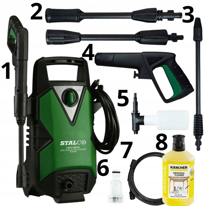 MYJKA CIŚNIENIOWA STALCO PRO 180 BAR MOCNA ZESTAW PŁYN KARCHER
