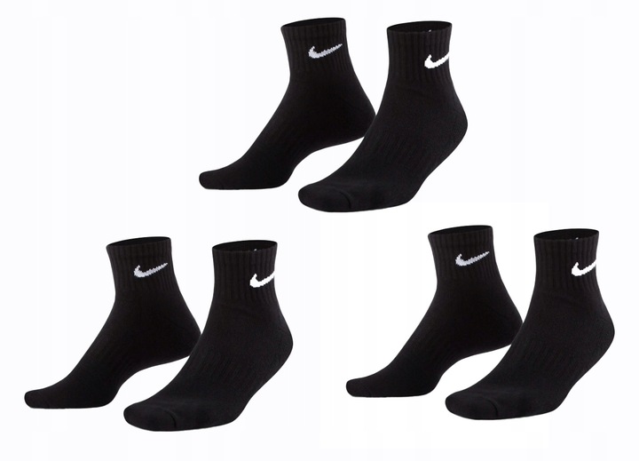 3 x PAK NIKE 100% ORYGINAŁ Skarpety WYSOKIE 1/4 Skarpetki roz. 42-46 czarne