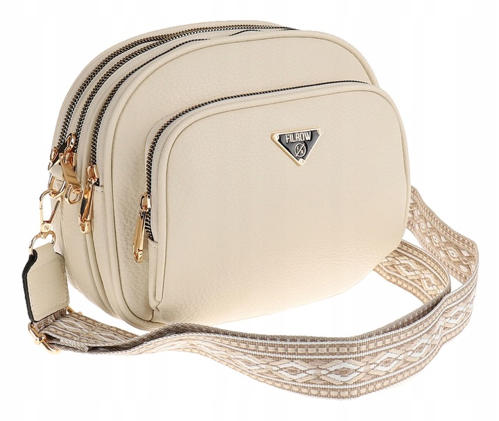 Torebka Damska Skóra Pojemna Listonoszka na Ramę Miejska Modna YD9743 Beige