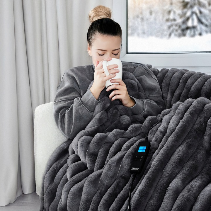 Koc elektryczny DUŻY 180x160 Mata grzewcza Yoer pilot LCD gruby 160W +Timer