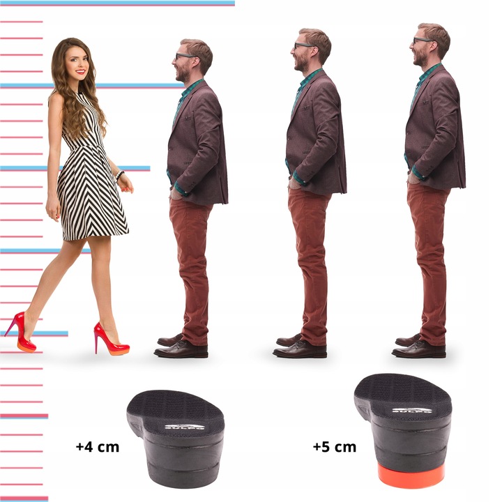 PODWYŻSZAJĄCE WKŁADKI do butów korekcja wzrostu dodają 5 cm 39-44