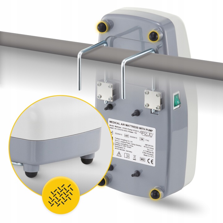 MATERAC PRZECIWODLEŻYNOWY BĄBELKOWY ANTYODLEŻYNOWY Z POMPĄ 200x90 CM 4FIZJO