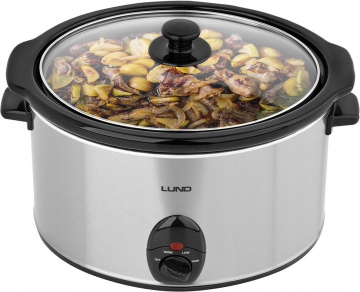 LUND WOLNOWAR GARNEK CERAMICZNY SLOW COOKER INOX LCD 320W 5,6L 3TRYBY