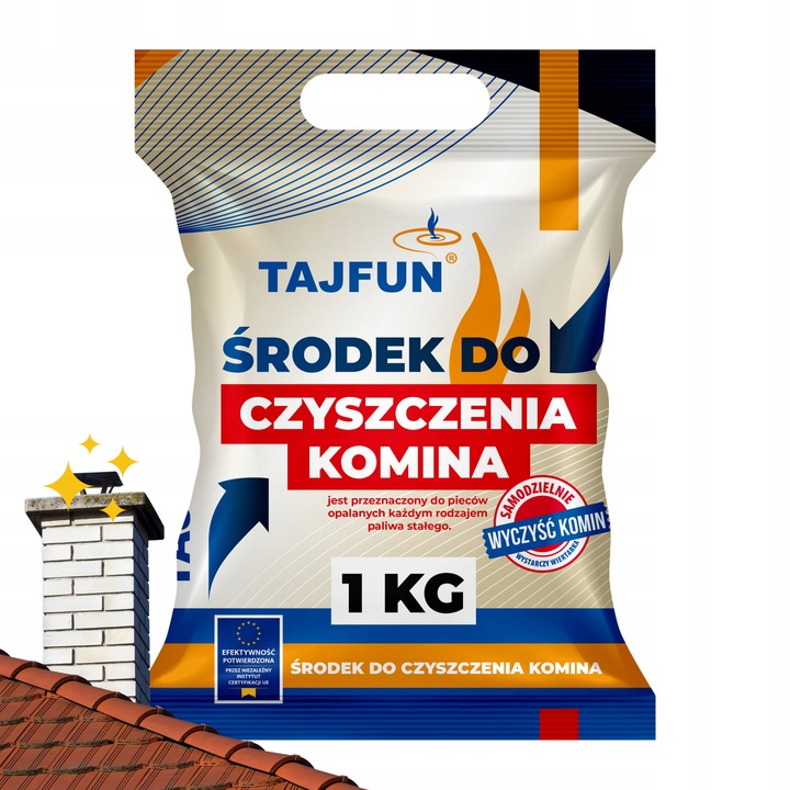 ŚRODEK DO CZYSZCZENIA KOMINA PIECA PROSZEK DO USUWANIA SADZY SMOŁY TAJFUN