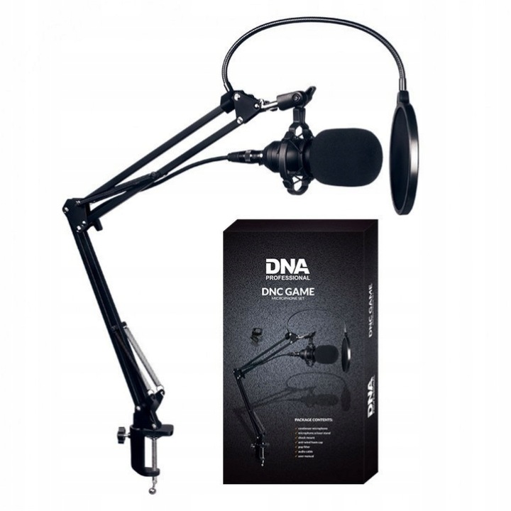 MIKROFON POJEMNOŚCIOWY USB STUDYJNY FILTR + UCHWYT DO KOMPUTERA ZESTAW DNA