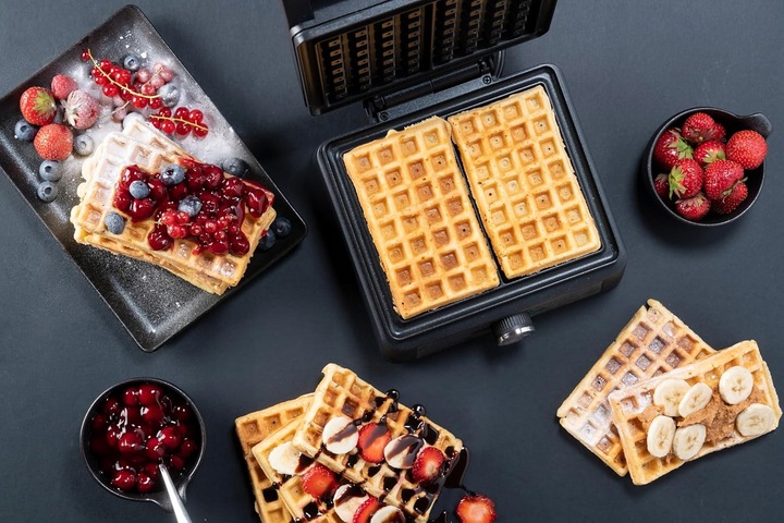 GOFROWNICA XXL 2 GOFRY Z REGULACJĄ TEMPERATURY PUSZYSTE CHRUPIĄCE GOFRY