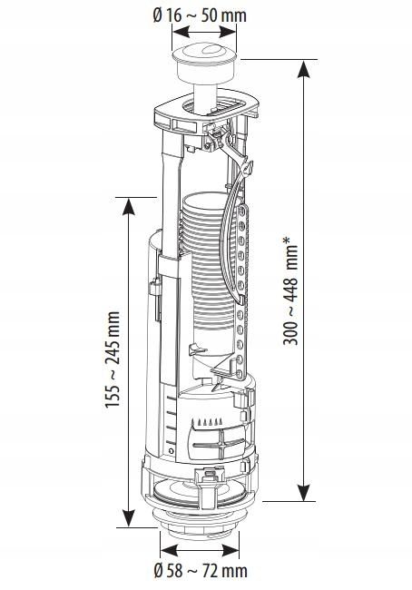 Zawór spustowy uniwersalny do SPŁUCZKI wc SIAMP optima 49 KOMPAKT