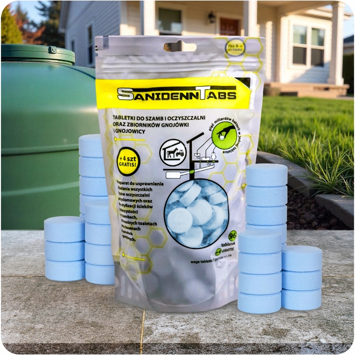 Tabletki bakterie do szamba i oczyszczalni SANIDENN 96+4 zapas na 2