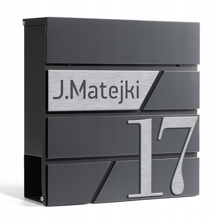 DUŻA SKRZYNKA NA LISTY Z ADRESEM NUMEREM DOMU | SERBRNA ANTRACYT RAL