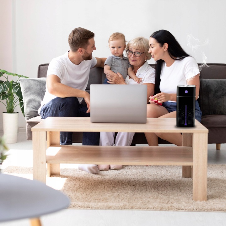 NAWILŻACZ POWIETRZA DYFUZOR ZAPACHOWY AROMATERAPIA LAMPKA LED CZARNY