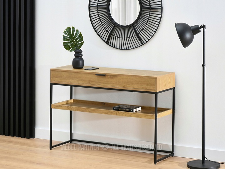 PONADCZASOWA KONSOLA DO PRZEDPOKOJU Z SZUFLADĄ I PÓŁKĄ NORA XL DĄB